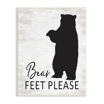 Stupell Bear Feet Remove Shoes Cabin Entrance Sign Wood Wall Art, Design by Lettered and Lined - Black