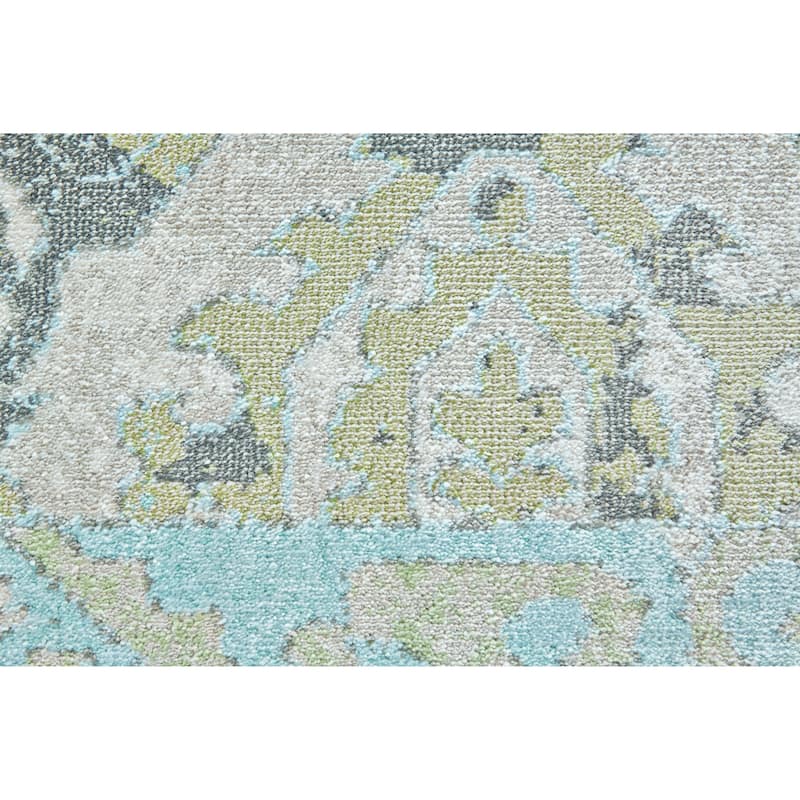 Alessandria Damask Print Rug, Turquoise Blue/Mint, Area Rug