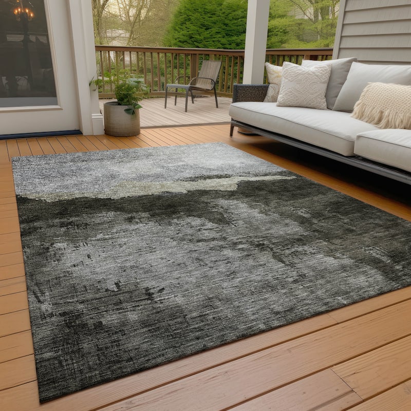 Machine Washable Indoor/ Outdoor Modern Contemporary Chantille Rug