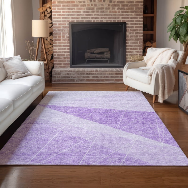 Machine Washable Indoor/ Outdoor Chantille Modern Prism Rug