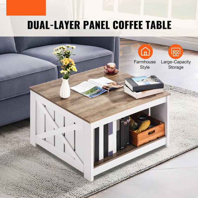 31.5" Coffee Square Table with Open Storage Compartment Suitable for Small Space - 31.5” x 31.5” x 17.9”