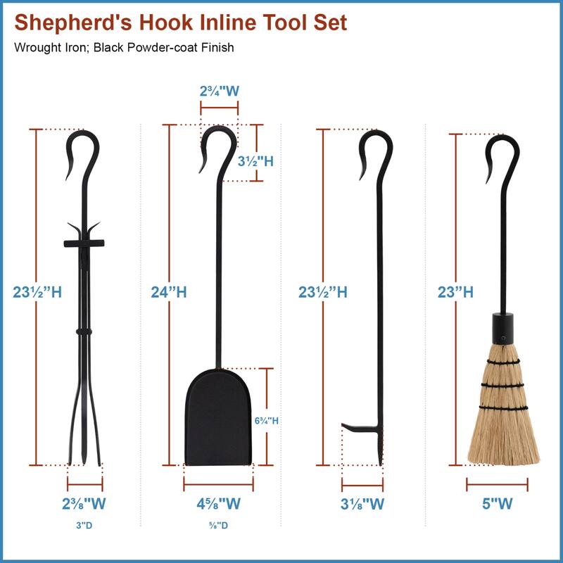 Achla Designs 30 H. Shepherd's Hook Inline Tool Set, Black