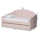 preview thumbnail 8 of 12, Timila Modern Velvet Upholstered Daybed with Trundle-Light Pink
