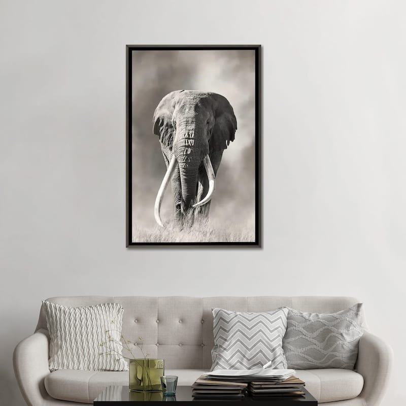 iCanvas "Giant Tusk Bull Elephant Emerges From The Dust Amboseli National Park" by Jane Rix Framed