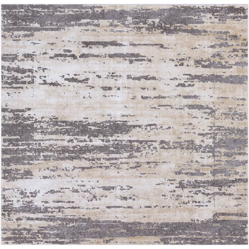 Livabliss Teddy Grey Abstract Modern Area Rug - Grey - 7'10" Square