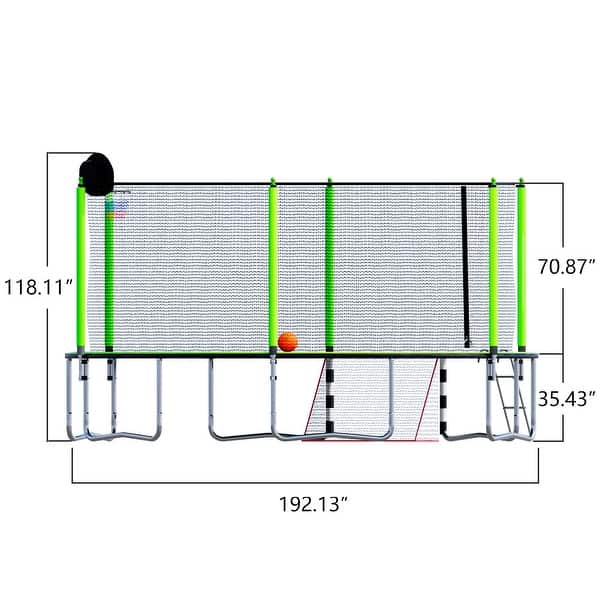 16FT Trampoline with Basketball Hoop pump and Ladder(Inner Safety Enclosure) Recreational Kids Trampoline