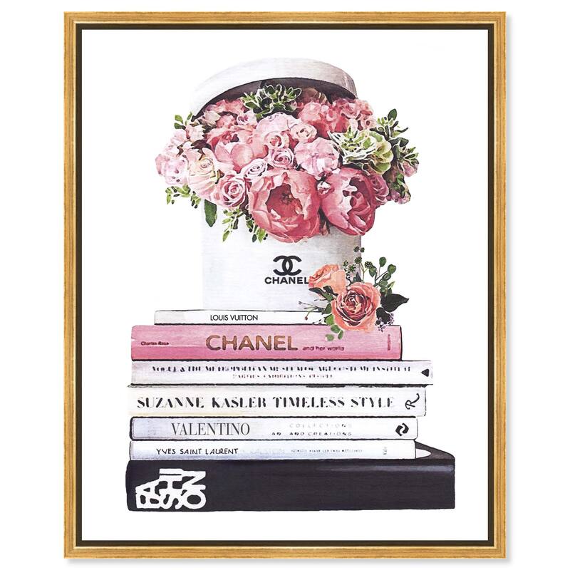 Pretty Roses upon Books Canvas by Art Remedy - 16" x 20" - Gold