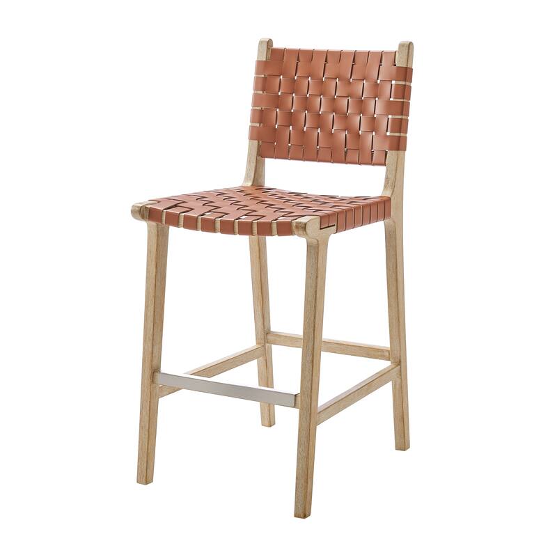 NPD Furniture Marco Faux Leather Counter Stool Drift Wood Frame - Ochre Brown