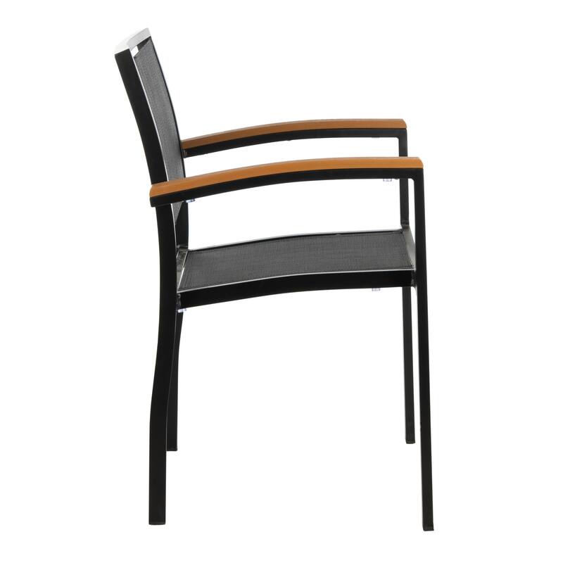 SAFAVIEH Outdoor Alexys Chair - Black / Brown (Set of 2) - 22Wx21Dx33H