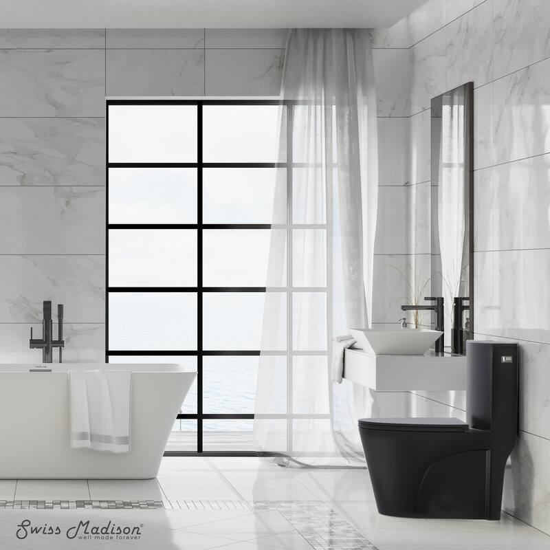 St. Tropez One-Piece 10" Rough-In 1.28 Gpf Right-Hand Vortex Flush Elongated Toilet In Matte Black