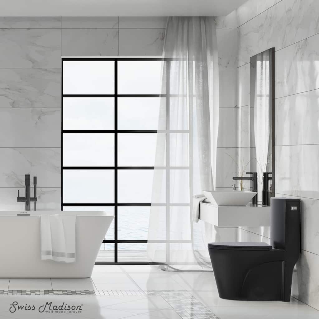 St. Tropez One-Piece 10" Rough-In 1.28 Gpf Right-Hand Vortex Flush Elongated Toilet In Matte Black