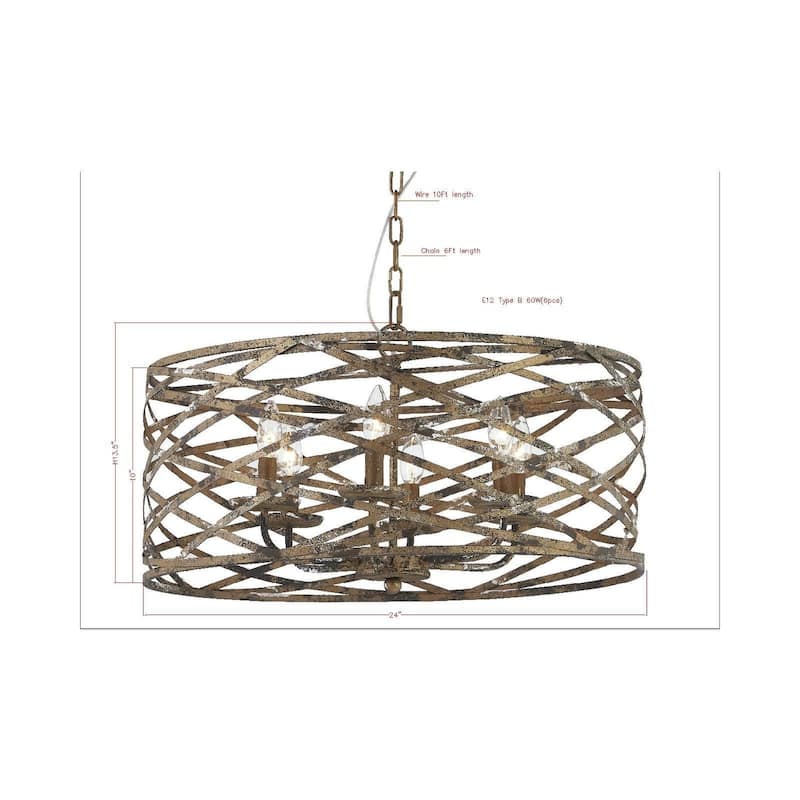 Channing 6-Light Chandelier, Antique Brass - Antique Brass