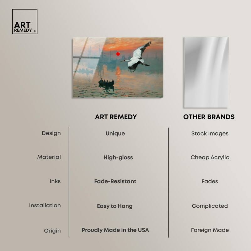 Crane Sunset Acrylic by Art Remedy, Ready to Hang