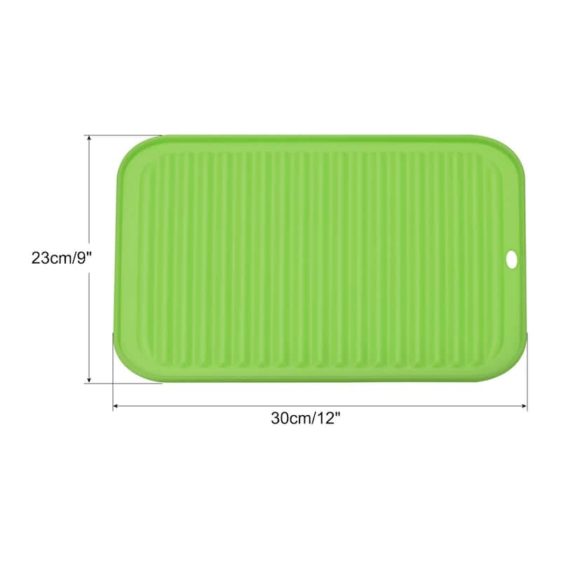 Dish Drying Mat, Reusable Sink Drain Pad Heat Resistant for Kitchen - 12 x 9 x 0.24 inch - Green