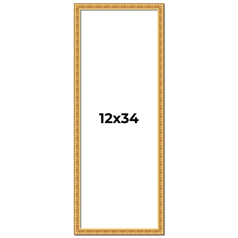 12x34 Frame Gold Real Wood Picture Frame Width 1 inches | Interior