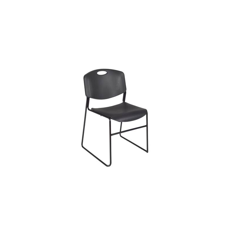 42 in. Round Breakroom Table- Mahogany Top, Chrome Base & 4 Stack Chairs- Black
