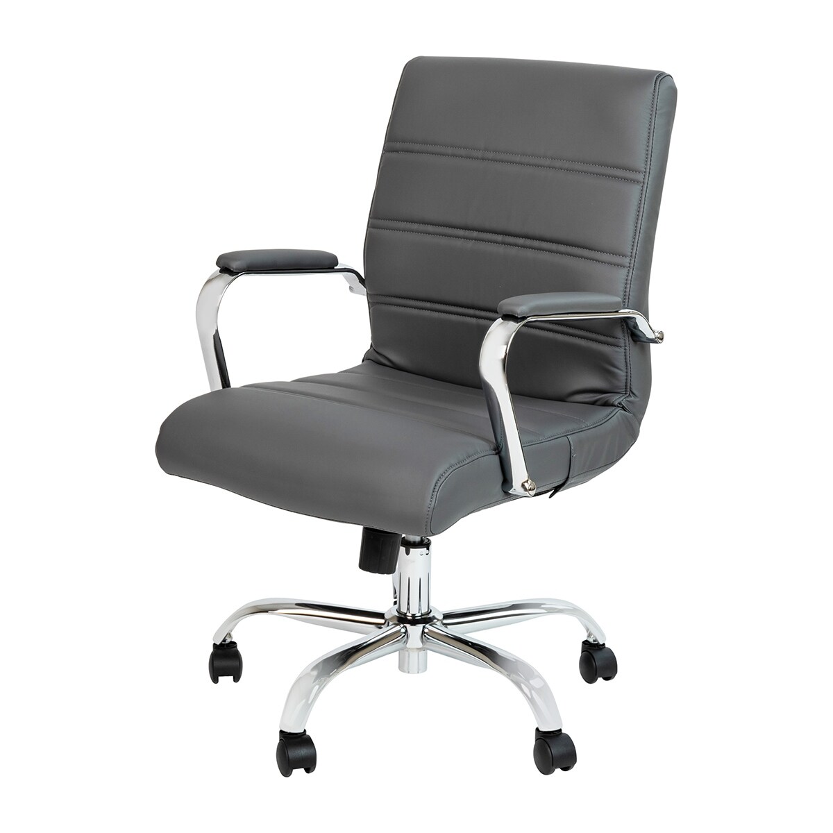 Offex Mid-Back Gray LeatherSoft Executive Swivel Office Chair w/ Arms