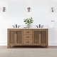 preview thumbnail 81 of 177, Altair Hadiya Bathroom Vanity with Composite Stone Countertop without Mirror 72 inch. - Brown Pine + Matte Black Hardware