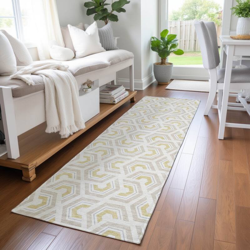 Machine Washable Indoor/ Outdoor Modern Zoa Chantille Rug