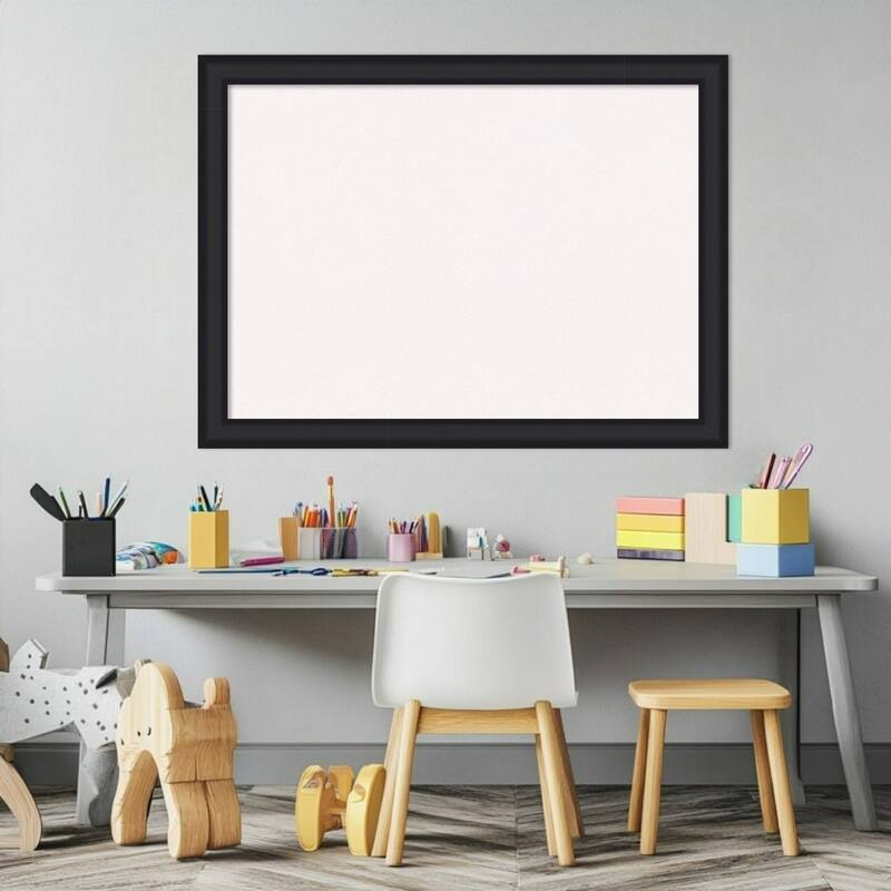 Oliver Black Narrow Wood Framed Cork Board - Bulletin Board, Organization Board, Pin Board