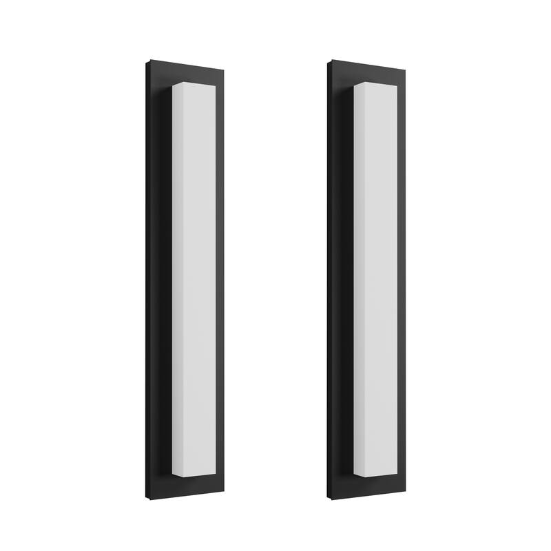Aluminum LED Outdoor Wall Sconce Rectangle Wall Mounted Lights - 2Pack/23.6 inch