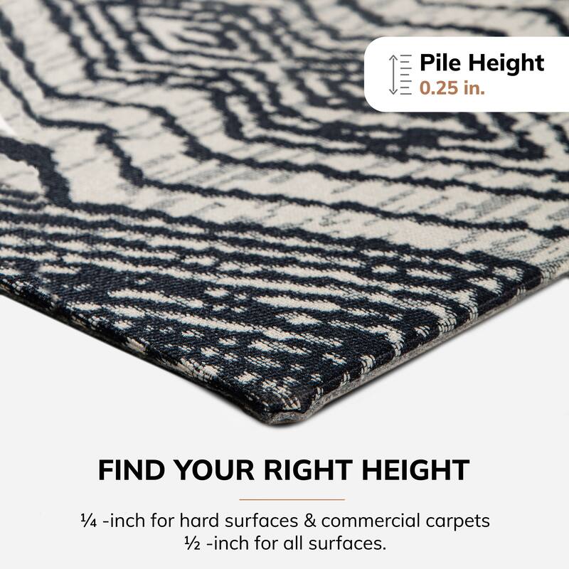 Jani 36"x48" Rug'd Chair Mat-Rug Style Office Chairmat for Carpet & Hard Floors| 0.25" Thick |Non-Slip, Foldable Desk Chair Mat