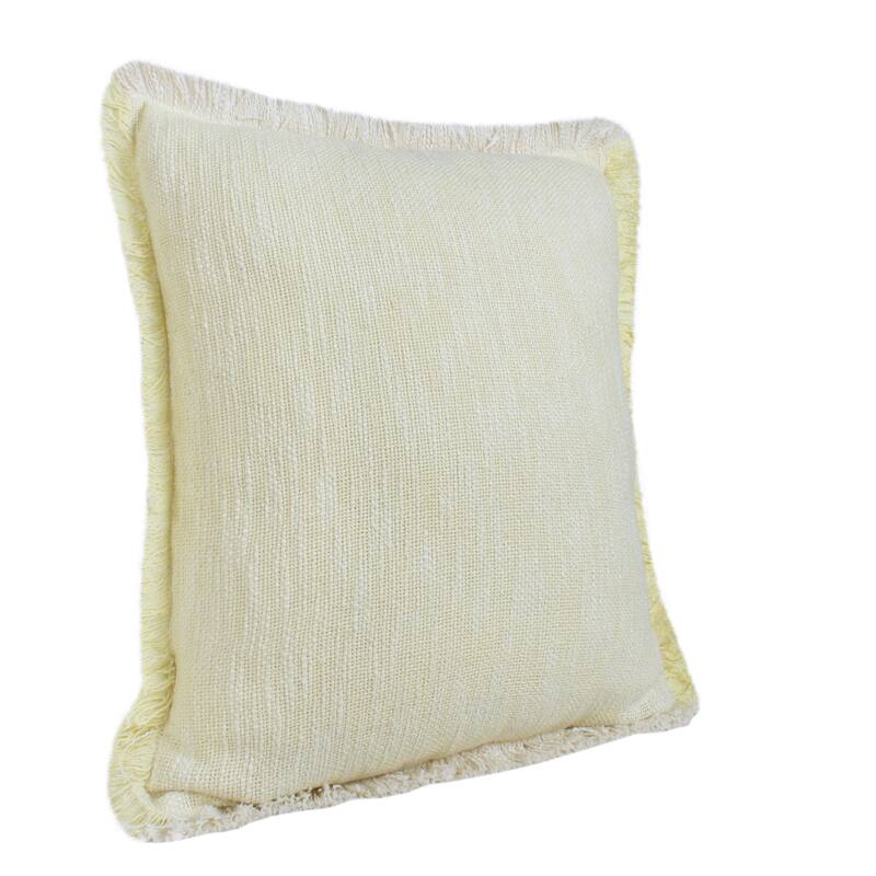 Hand Woven Two Tone Square Throw Pillow - 20" - Lemonade Yellow and White
