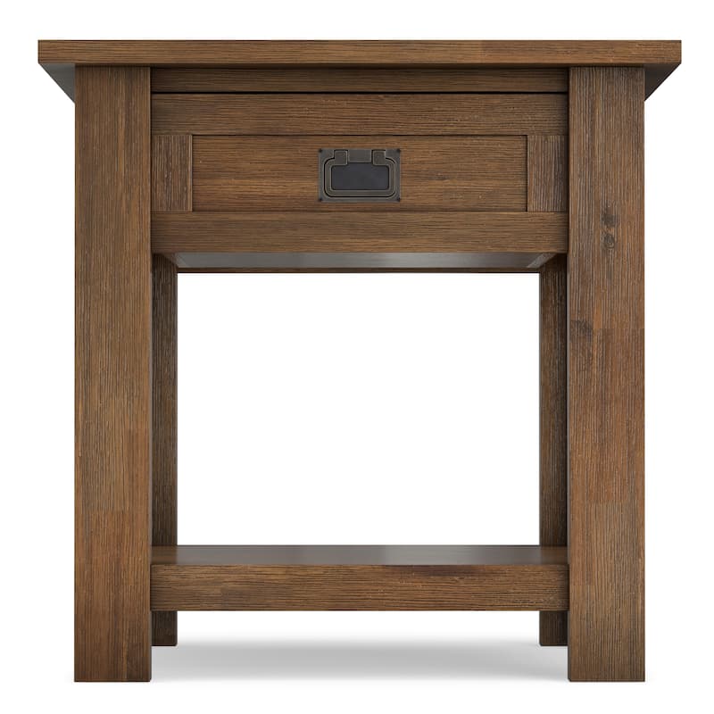 WYNDENHALL Garret SOLID ACACIA WOOD 22 inch Wide Square Rustic End Side Table - 22"W x 22" D x 22" H