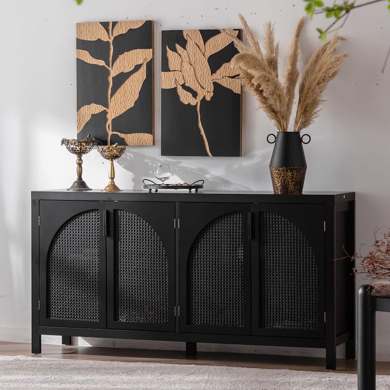Modern Storage Sideboard Buffet Cabinet with Artificial Rattan Door, Sideboard Buffet Cabinet for Living Room,Kitchen