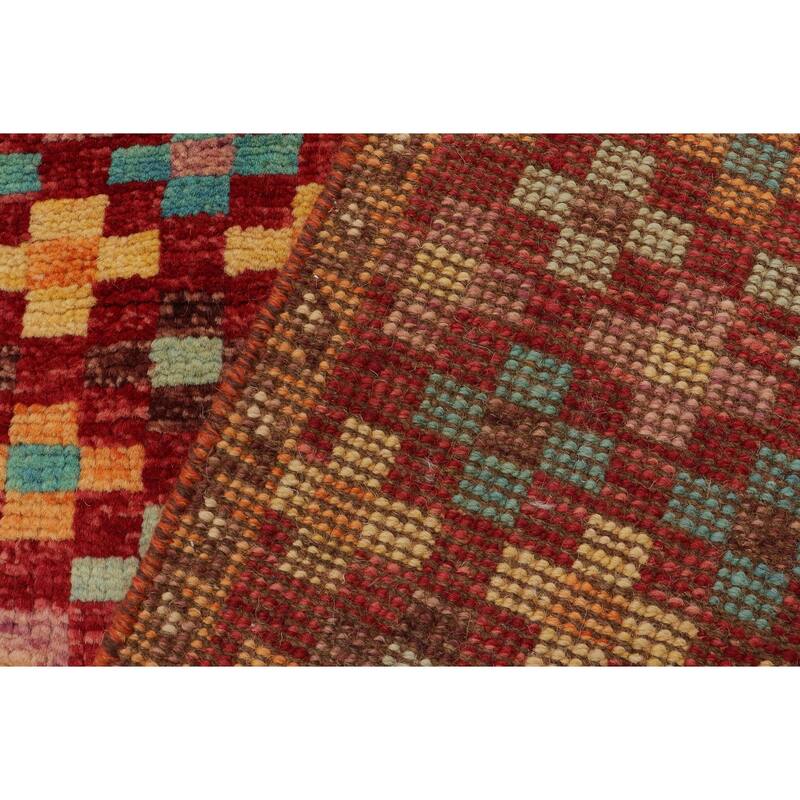 Eclectic Balochi Spence Red/Blue Hand Knotted Wool Rug - 3'3'' x 5'0''
