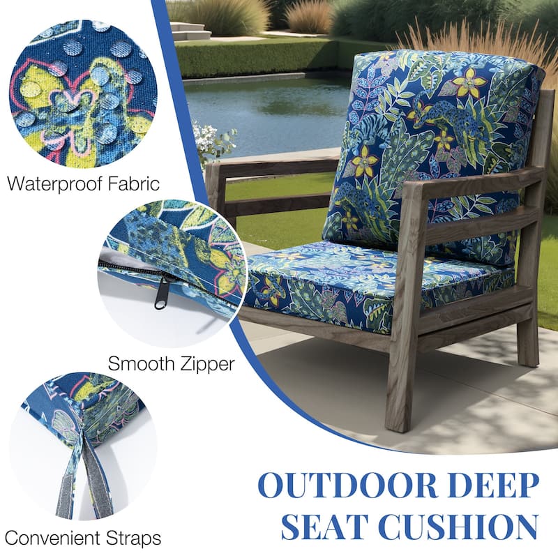 22 x 21 in Patio Premium fabric Outdoor Seat Cushions Set (Seat & Back)