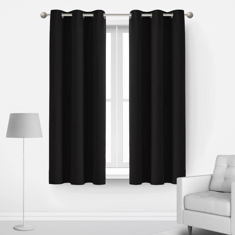 Deconovo Insulated 42 Width Curtain Panel Pair (2 Panel) - W42 x L45 Inch - Black