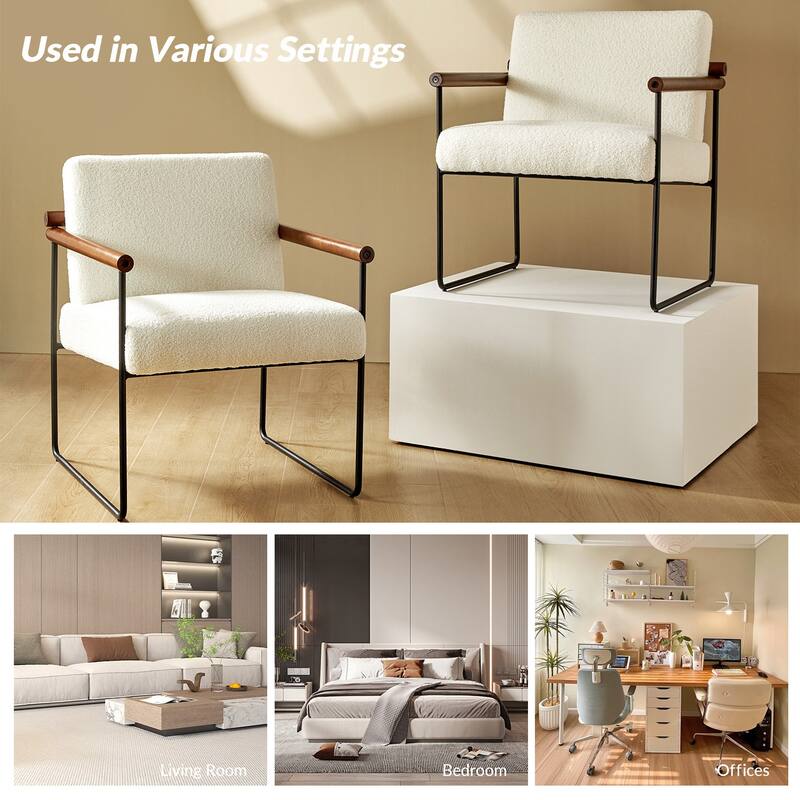 Justo Modern Accent Armchair with Metal Base and Removable Cushion Set Of 2 By HULALA HOME