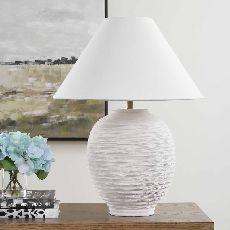 Uttermost Rocio Ceramic White Table Lamp - 19"W x 19"D x 25"H