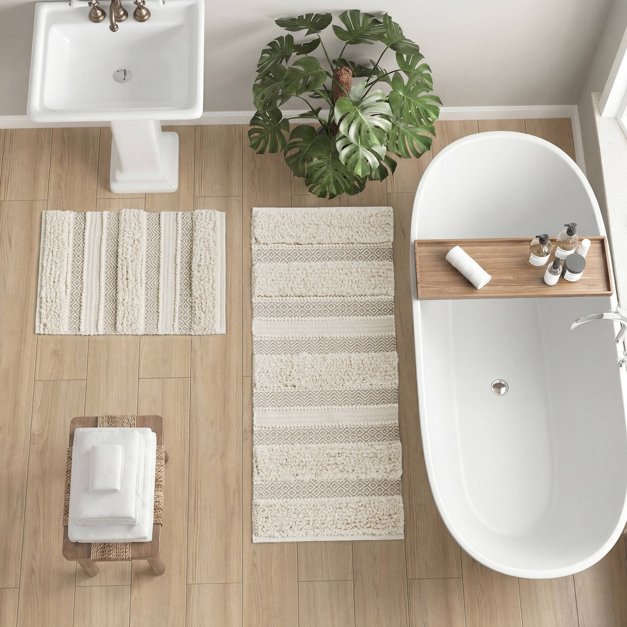 INK+IVY Asher Woven Texture Stripe Bath Rug