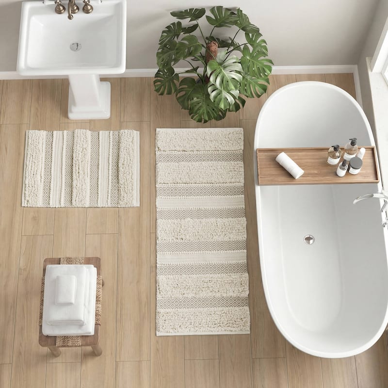 INK+IVY Asher Woven Texture Stripe Bath Rug - 20x32" - Natural