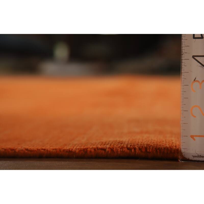 Hand Knotted Oriental 100% Wool Carpet Modern Solid Oranges & Rust Gabbeh Area Rug - 12' 1'' X 9' 4''