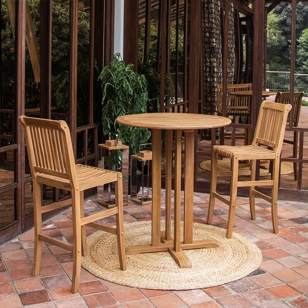 slide 2 of 14, Cambridge Casual Chara Teak 3-piece Bar-height Bistro Set Natural Teak