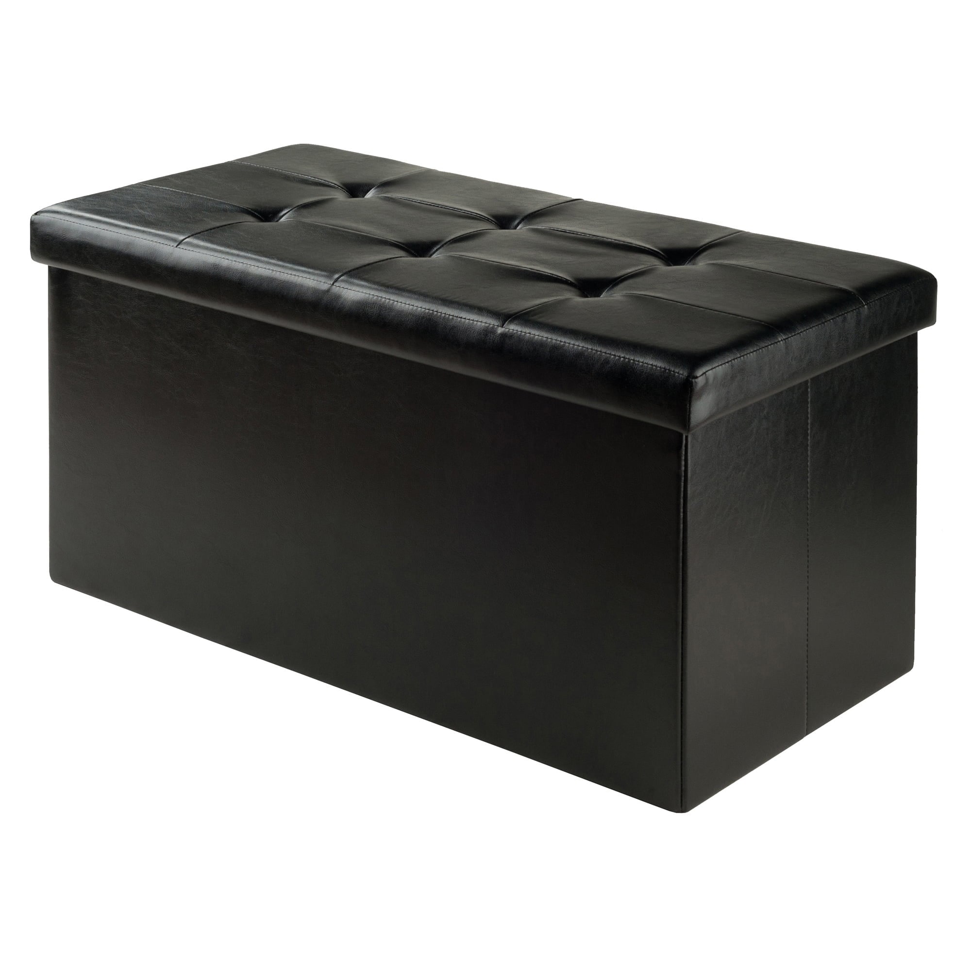 Rectangular Storage Ottoman with Lift-top Lid, 29.92x14.80x14.96-inch, Faux Leather, No Assembly Needed