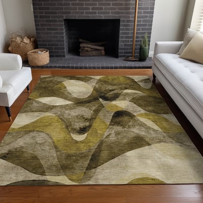 Machine Washable Indoor/ Outdoor Modern Chantille Rug