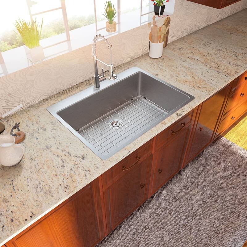 15/25 inch Topmount Drop-in Stainless Steel Single Bowl Kitchen Sink