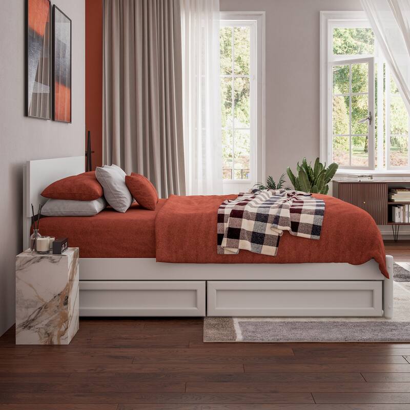 Wesley Platform Bed with Panel Footboard and Storage Drawers