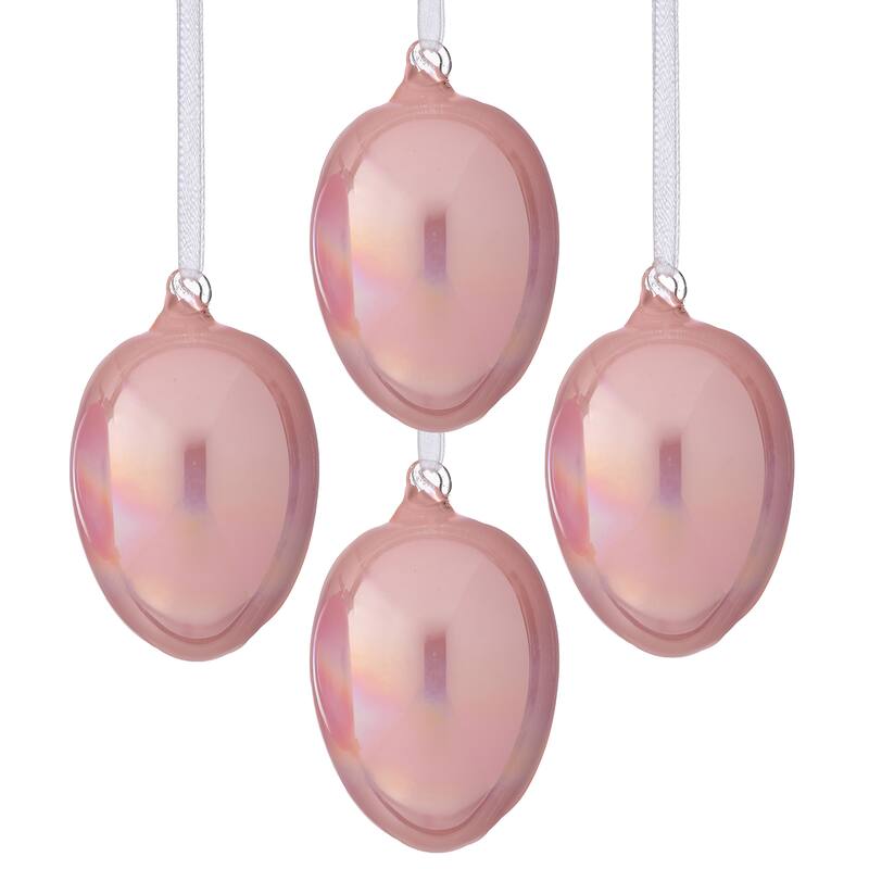 4" Iridescent Glass Egg Ornament Box of 4