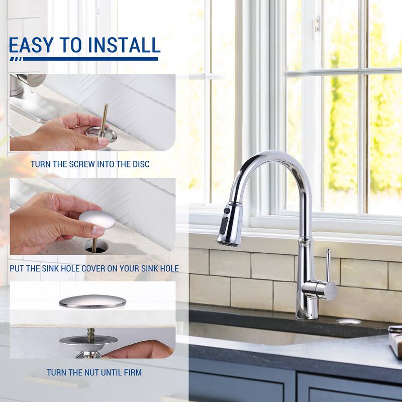 WOWOW Sink Hole Cover Fits 0.31 to 1.89" Holes, Easy Install
