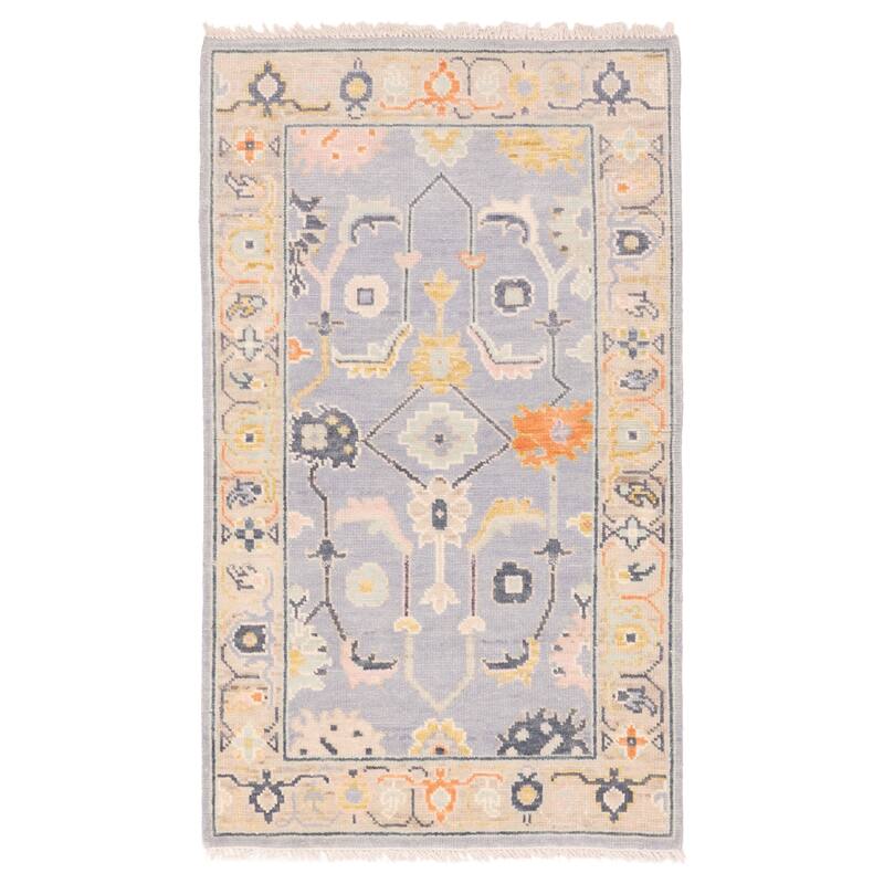 ECARPETGALLERY Hand-knotted Modern Oushak Light Denim Blue Wool Rug - 3'0 x 5'1