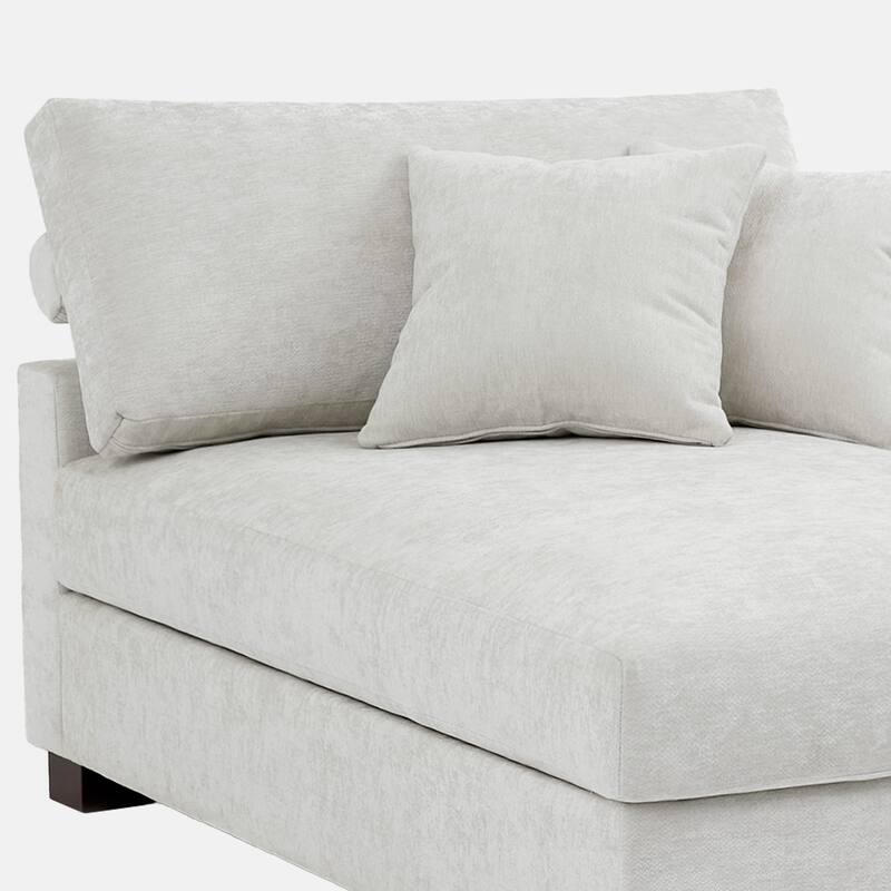 Oversized Chenille Modular Chaise Lounge With Deep Seat