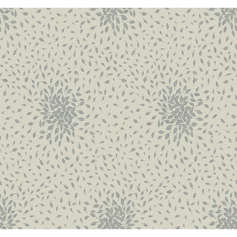 Fillmore, Petite Leaves 26.9' L X 27" W, Wallpaper Roll - Beige & Silver