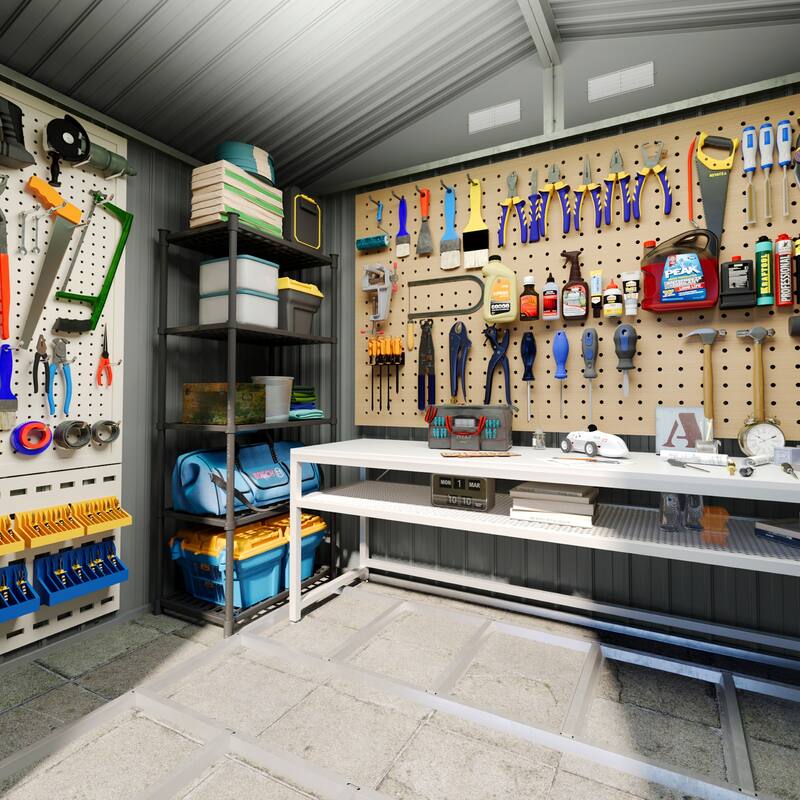 AOXUN Outdoor Storage Shed with Lockable Doors and Air Vents for Garden