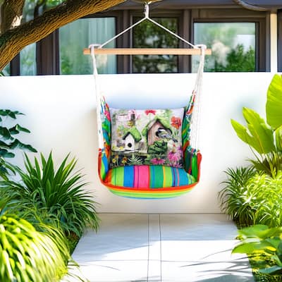 Magnolia Casual Swing Set 4 piece - Le Jardin Nouveau w/ Garden Birdhouses