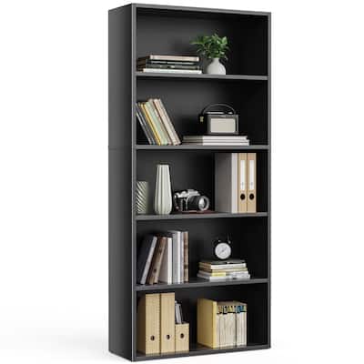 Industrial 5 Shelf Bookcase-Large 53 Inch Tall Floor Standing Open Bookshelf for Home Office, Living Room, and Bedroom Storage